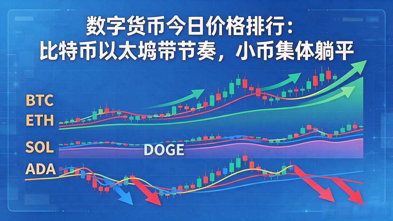 数字货币今日价格排行：比特币以太坊带节奏，小币集体躺平