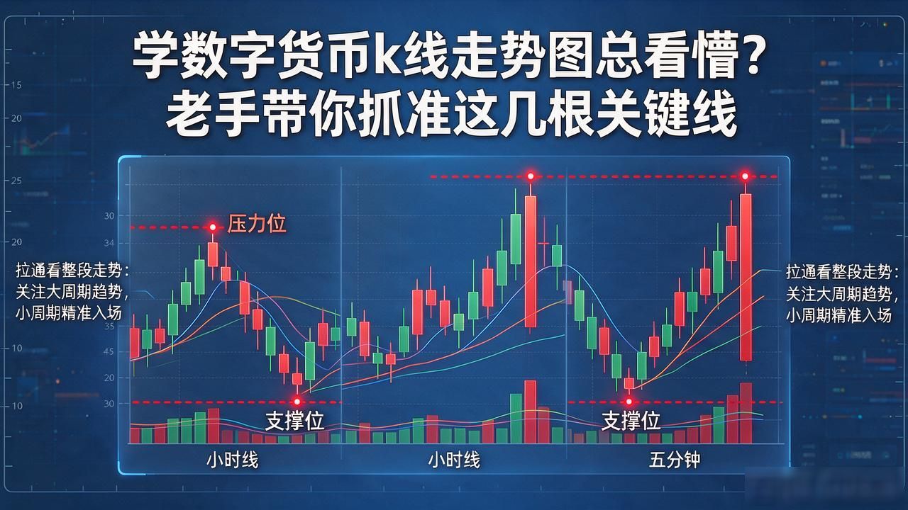 学数字货币k线走势图总看懵？老手带你抓准这几根关键线